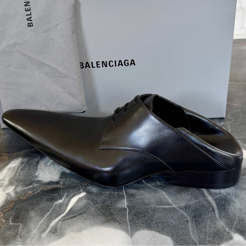 NIB $1,450 Balenciaga Opera Leather Runway Dress Shoe Size Slide 40/7 - Picture 2 of 16